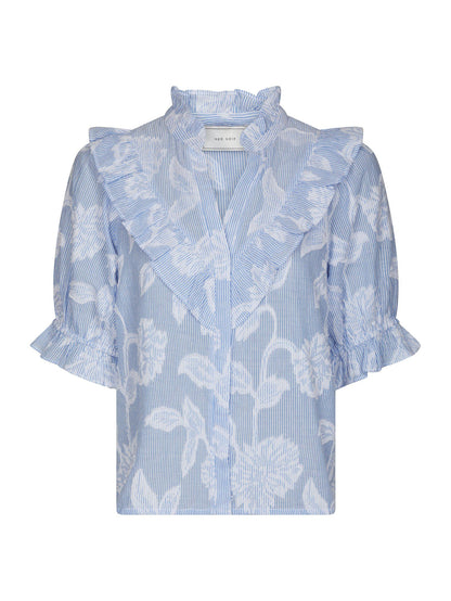 Manet Jacquard Blouse Light Blue Neo Noir