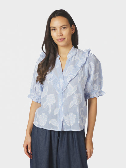 Manet Jacquard Blouse Light Blue Neo Noir
