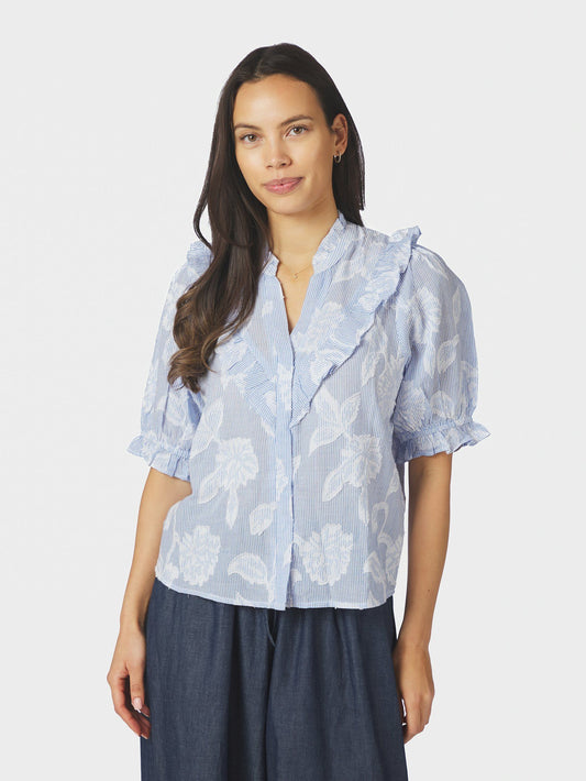 Manet Jacquard Blouse Light Blue Neo Noir