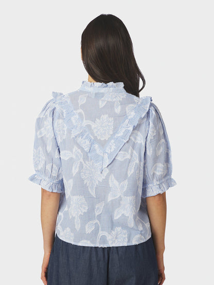 Manet Jacquard Blouse Light Blue Neo Noir