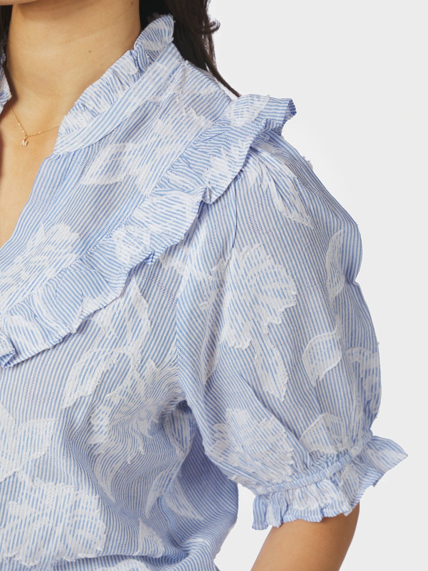 Manet Jacquard Blouse Light Blue Neo Noir