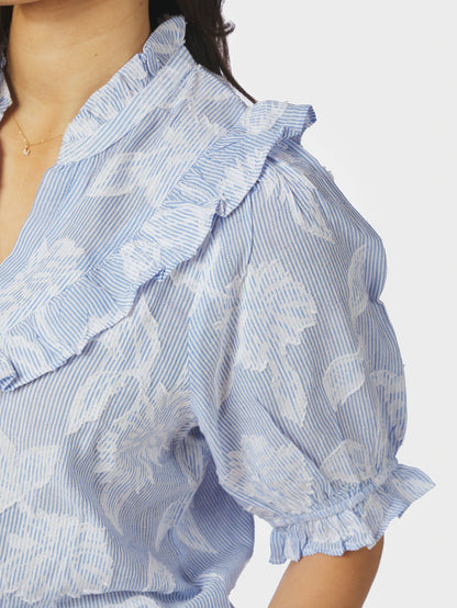 Manet Jacquard Blouse Light Blue Neo Noir