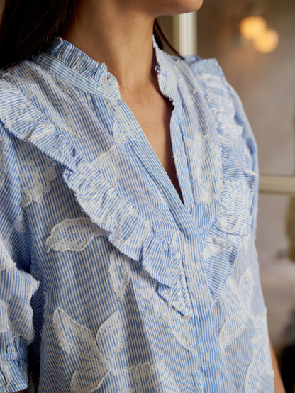 Manet Jacquard Blouse Light Blue Neo Noir