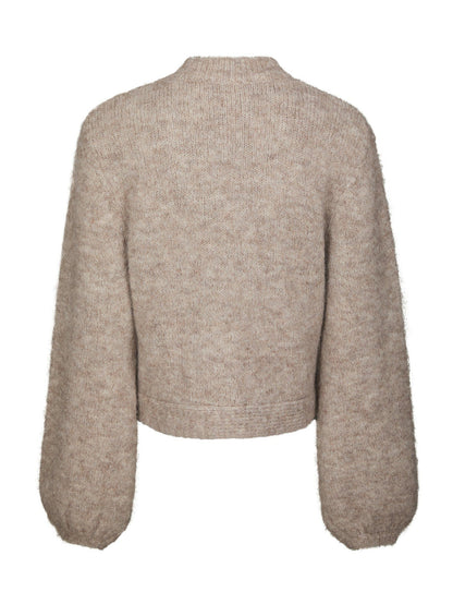 Gio Fluffy Knit Cardigan Beige Neo Noir