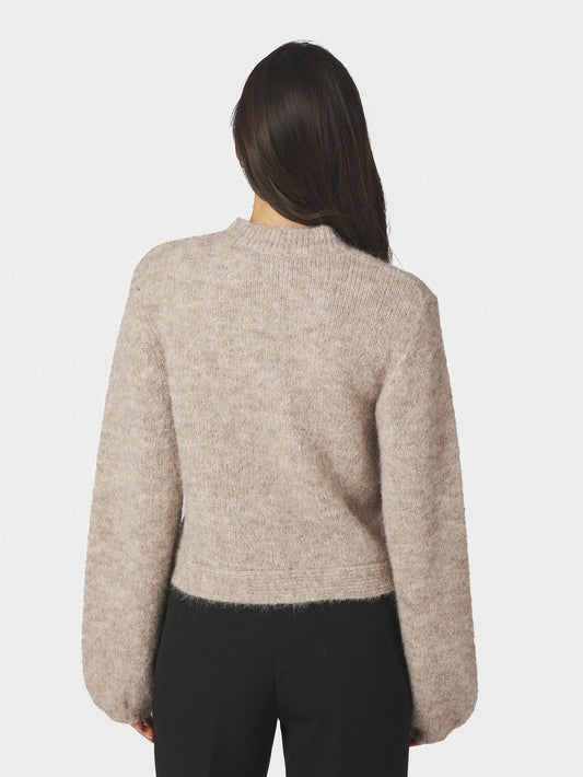 Gio Fluffy Knit Cardigan Beige Neo Noir