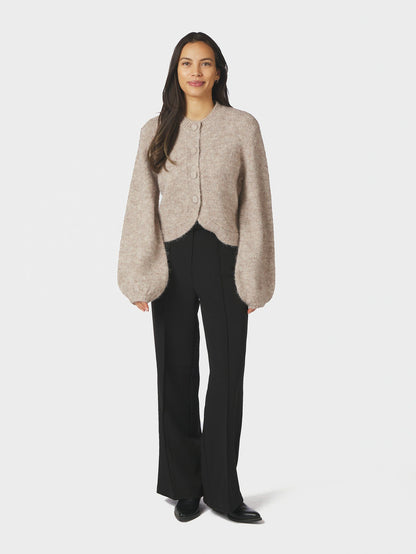Gio Fluffy Knit Cardigan Beige Neo Noir