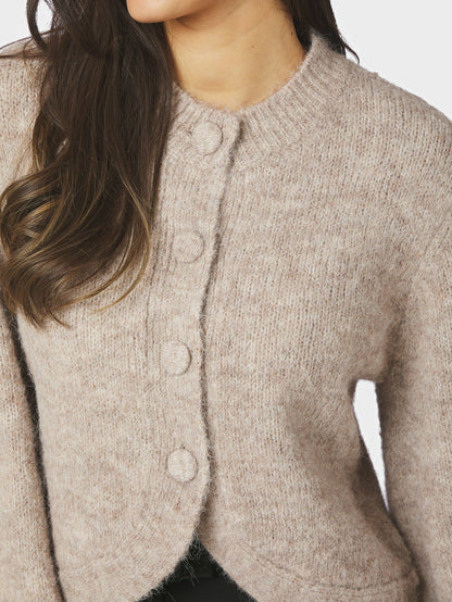 Gio Fluffy Knit Cardigan Beige Neo Noir