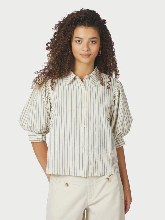 Etta Slim Stripe Shirt Off White Neo Noir