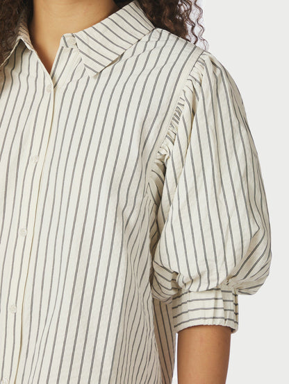 Etta Slim Stripe Shirt Off White Neo Noir