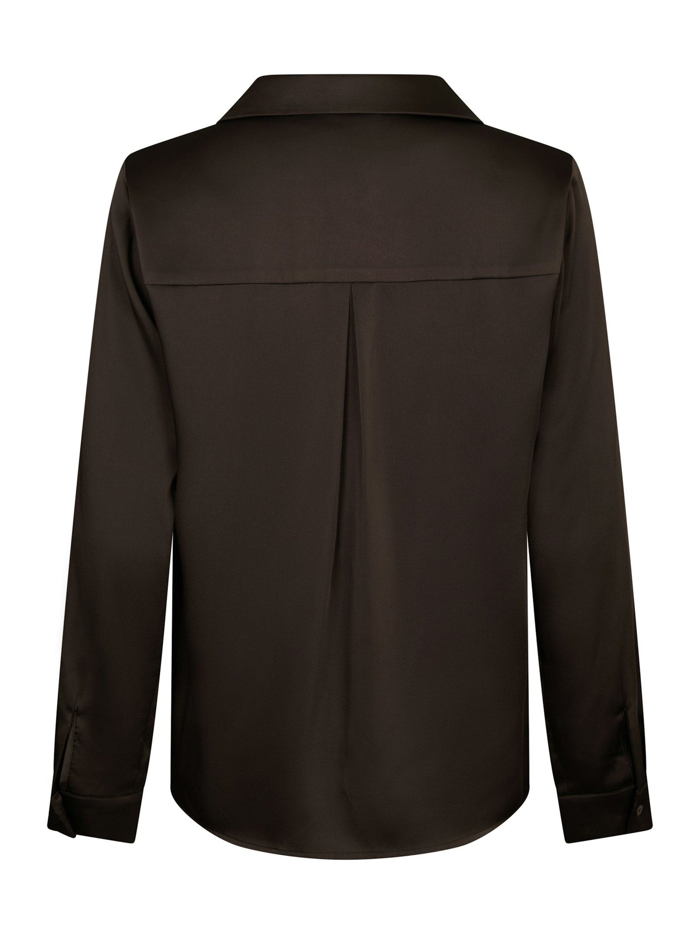 Hazelle Drapy Satin Shirt Dark Brown Neo Noir