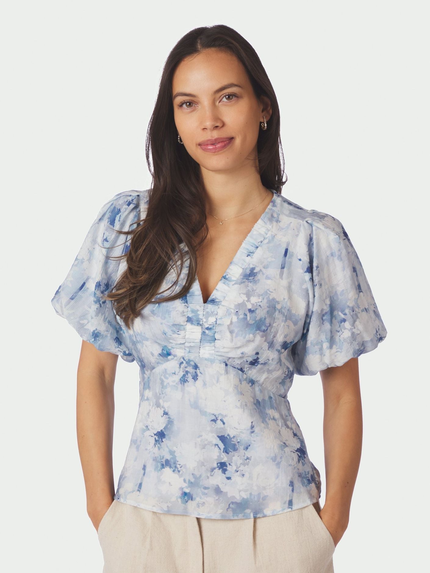 Irina Flower Blouse Blue Neo Noir