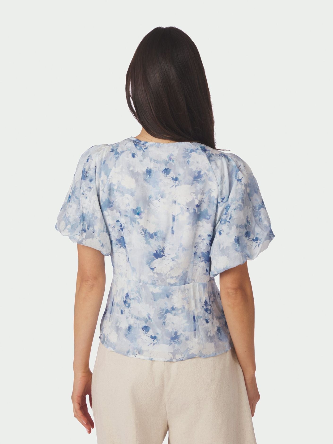 Irina Flower Blouse Blue Neo Noir