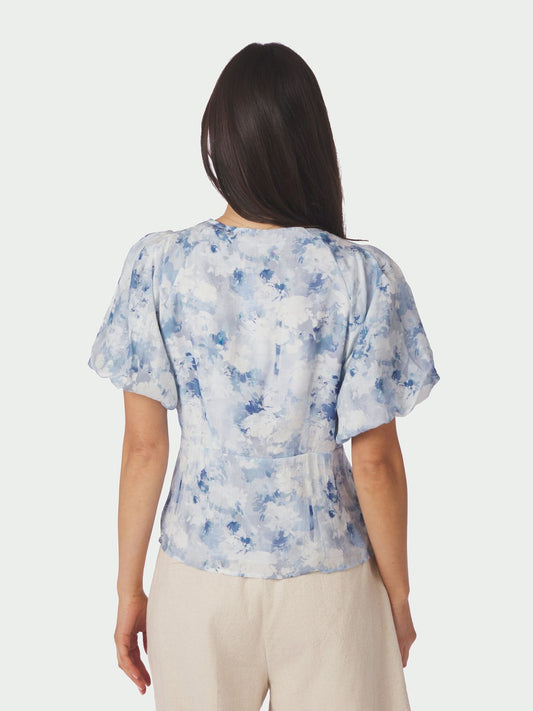 Irina Flower Blouse Blue Neo Noir