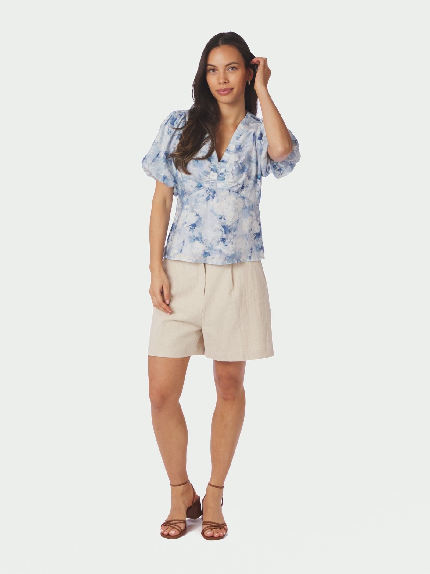 Irina Flower Blouse Blue Neo Noir