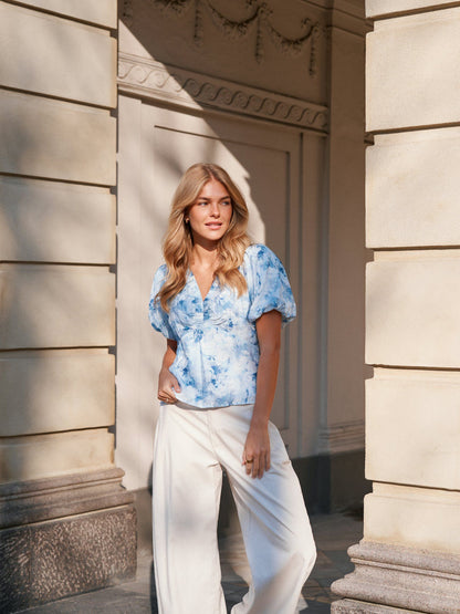 Irina Flower Blouse Blue Neo Noir