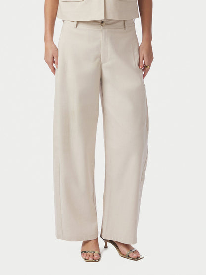 Essiall Linen Pants Creme Neo Noir