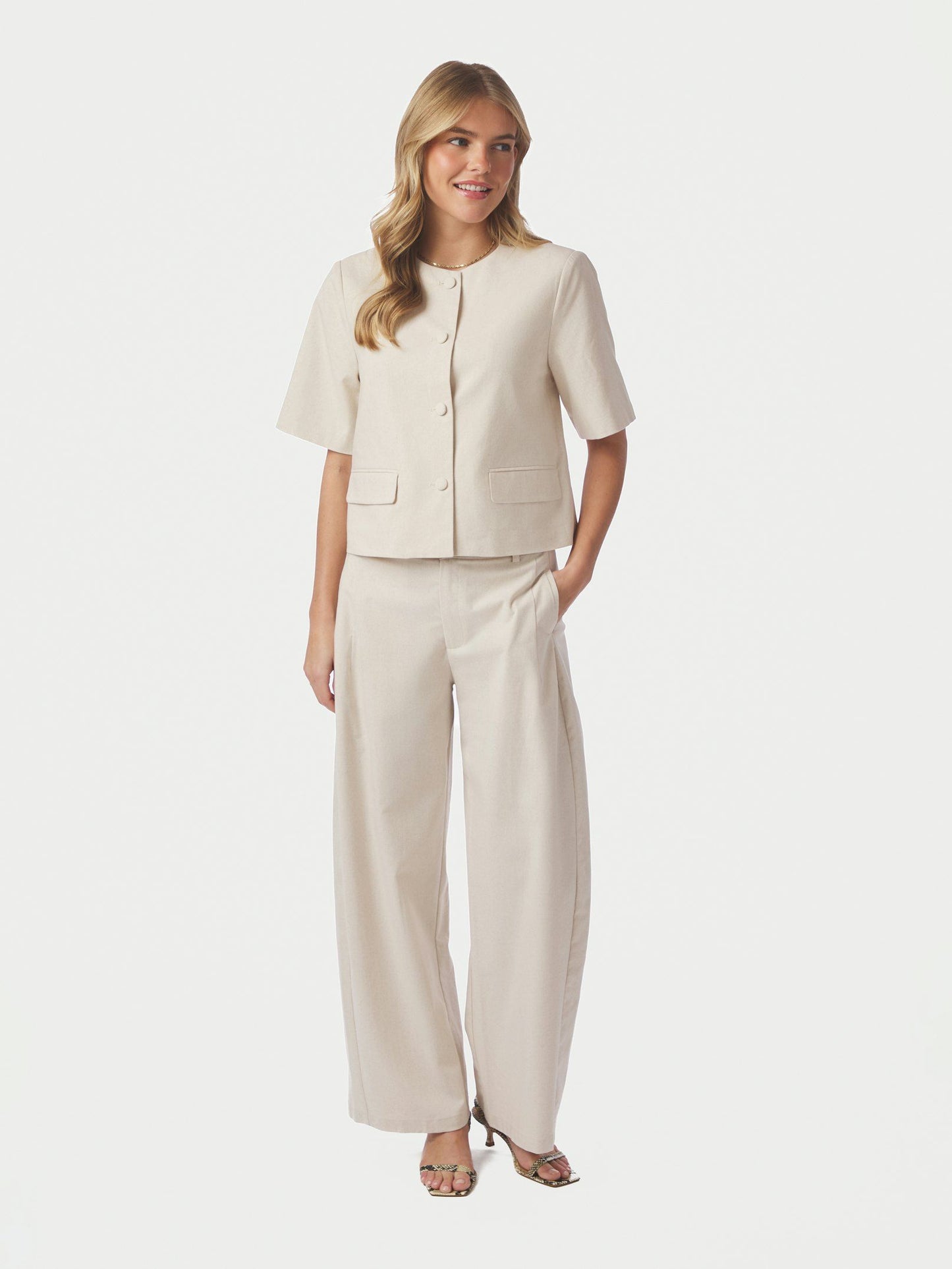 Essiall Linen Pants Creme Neo Noir