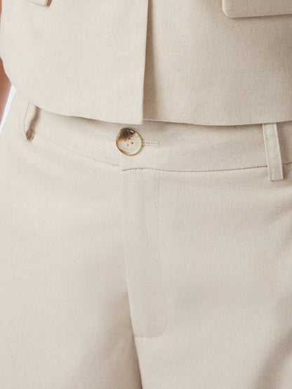Essiall Linen Pants Creme Neo Noir