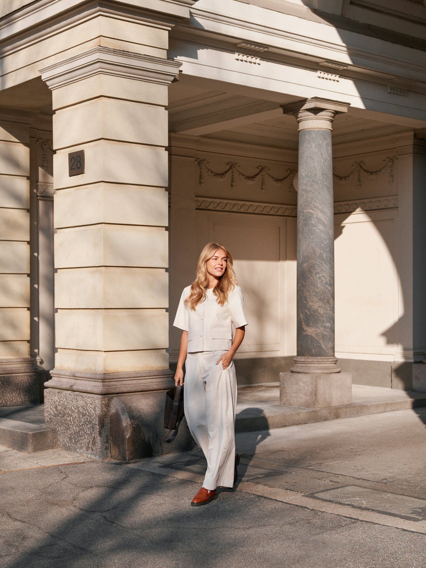 Essiall Linen Pants Creme Neo Noir
