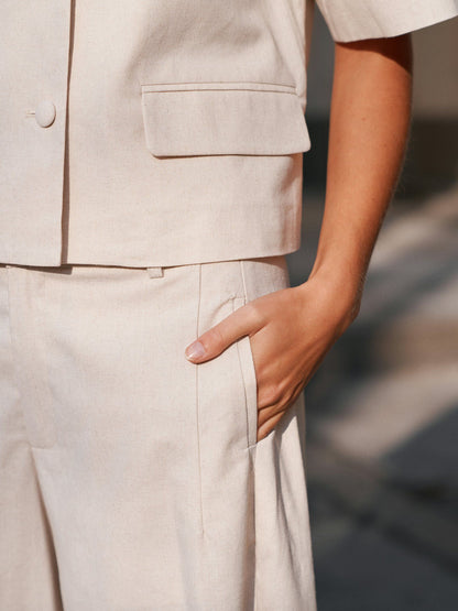 Essiall Linen Pants Creme Neo Noir