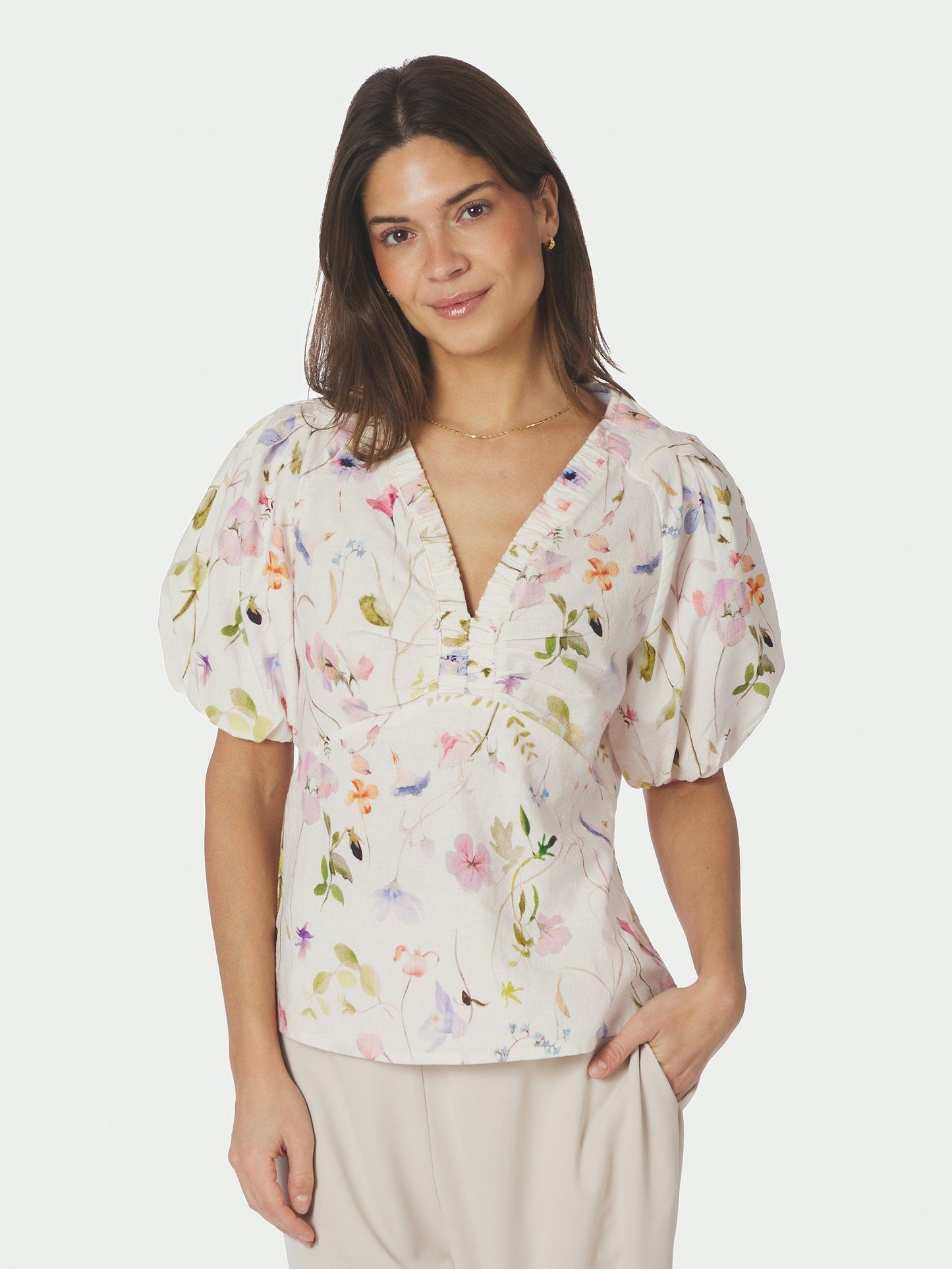 Irina Flower Blouse Off White Neo Noir