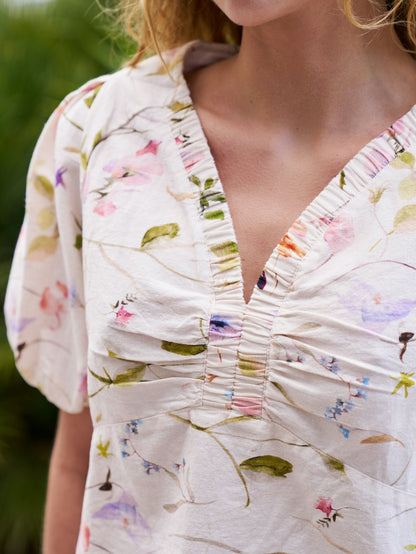 Irina Flower Blouse Off White Neo Noir