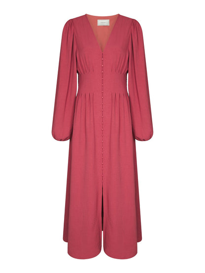 Annelie Solid Crepe Dress Cherry Pink Neo Noir