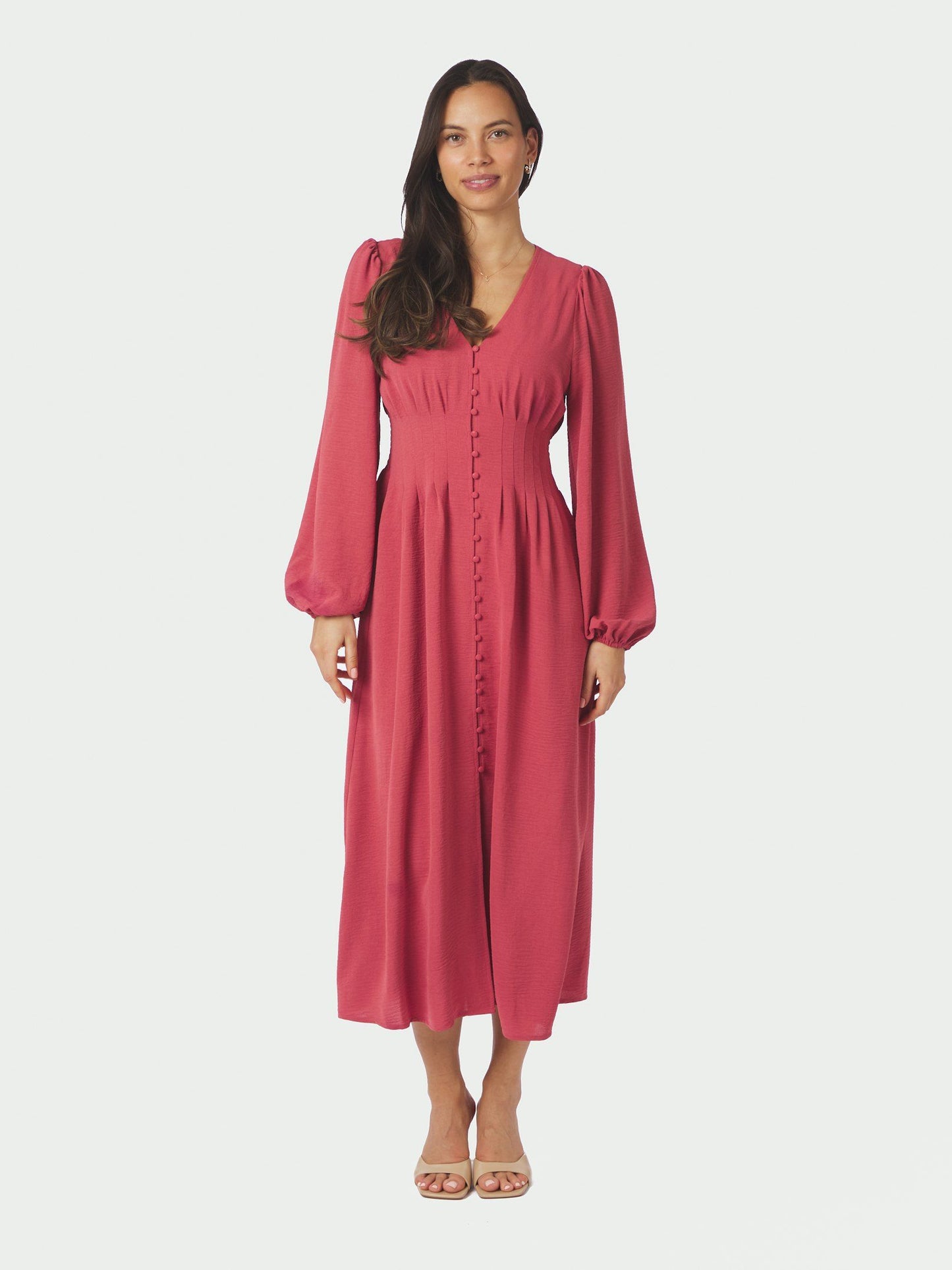 Annelie Solid Crepe Dress Cherry Pink Neo Noir