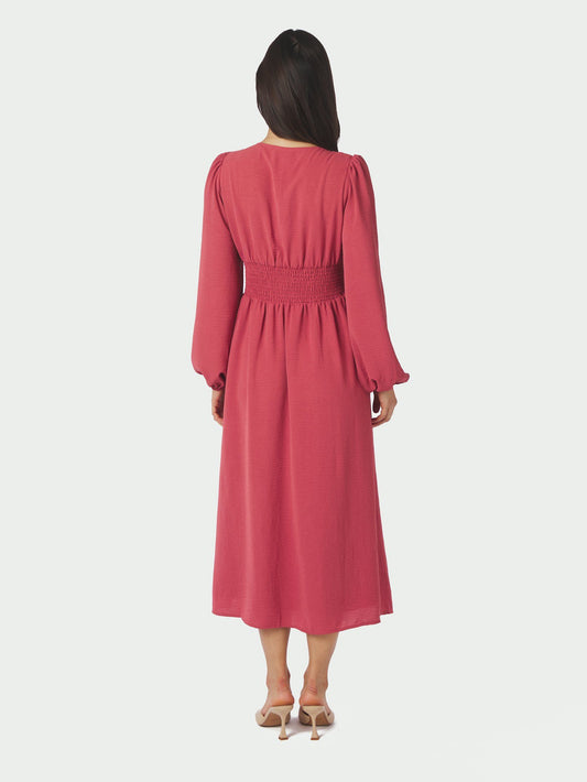 Annelie Solid Crepe Dress Cherry Pink Neo Noir
