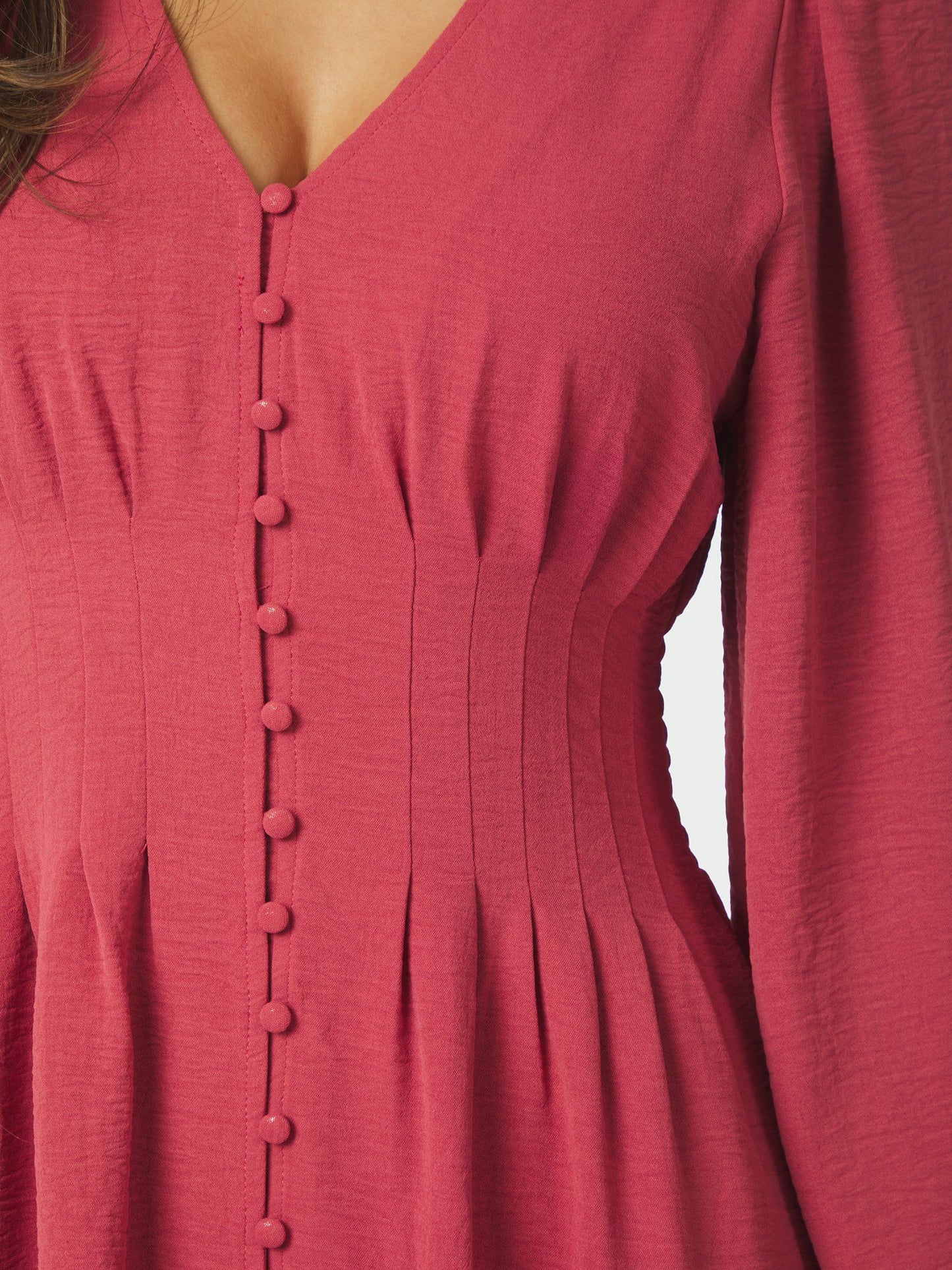 Annelie Solid Crepe Dress Cherry Pink Neo Noir