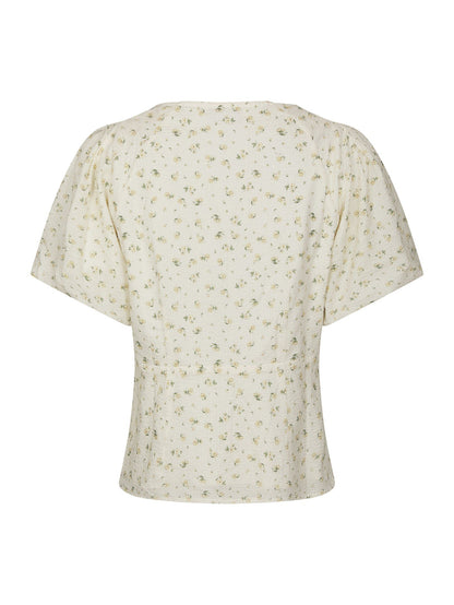 Irina Small Rose Flower Blouse Light Yellow Neo Noir