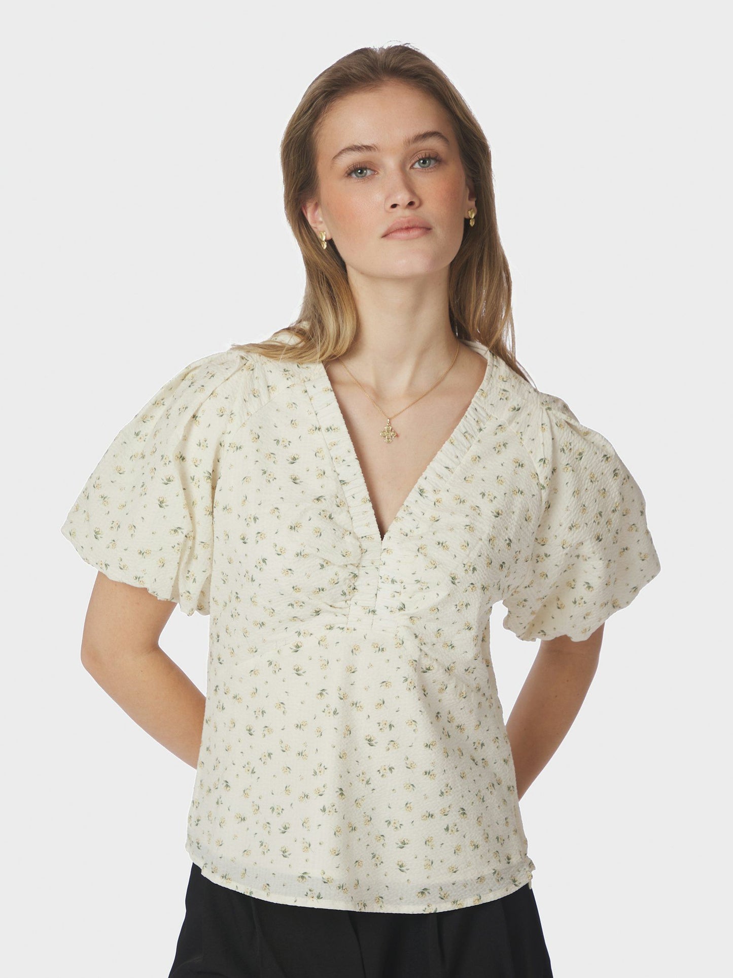 Irina Small Rose Flower Blouse Light Yellow Neo Noir