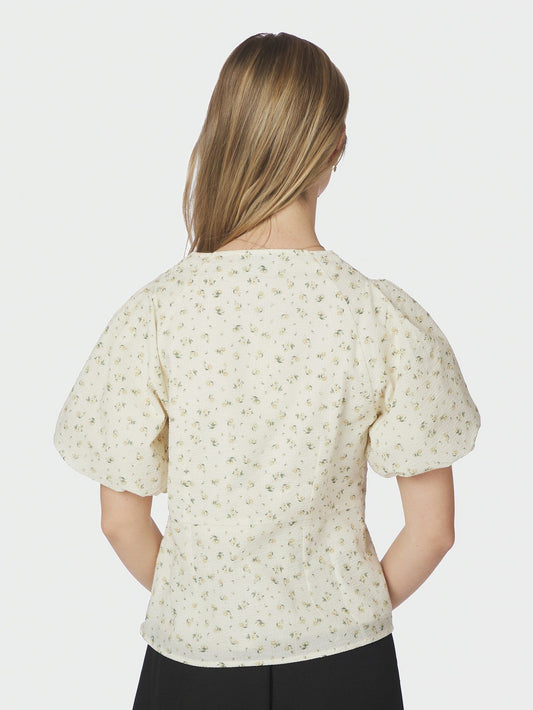 Irina Small Rose Flower Blouse Light Yellow Neo Noir