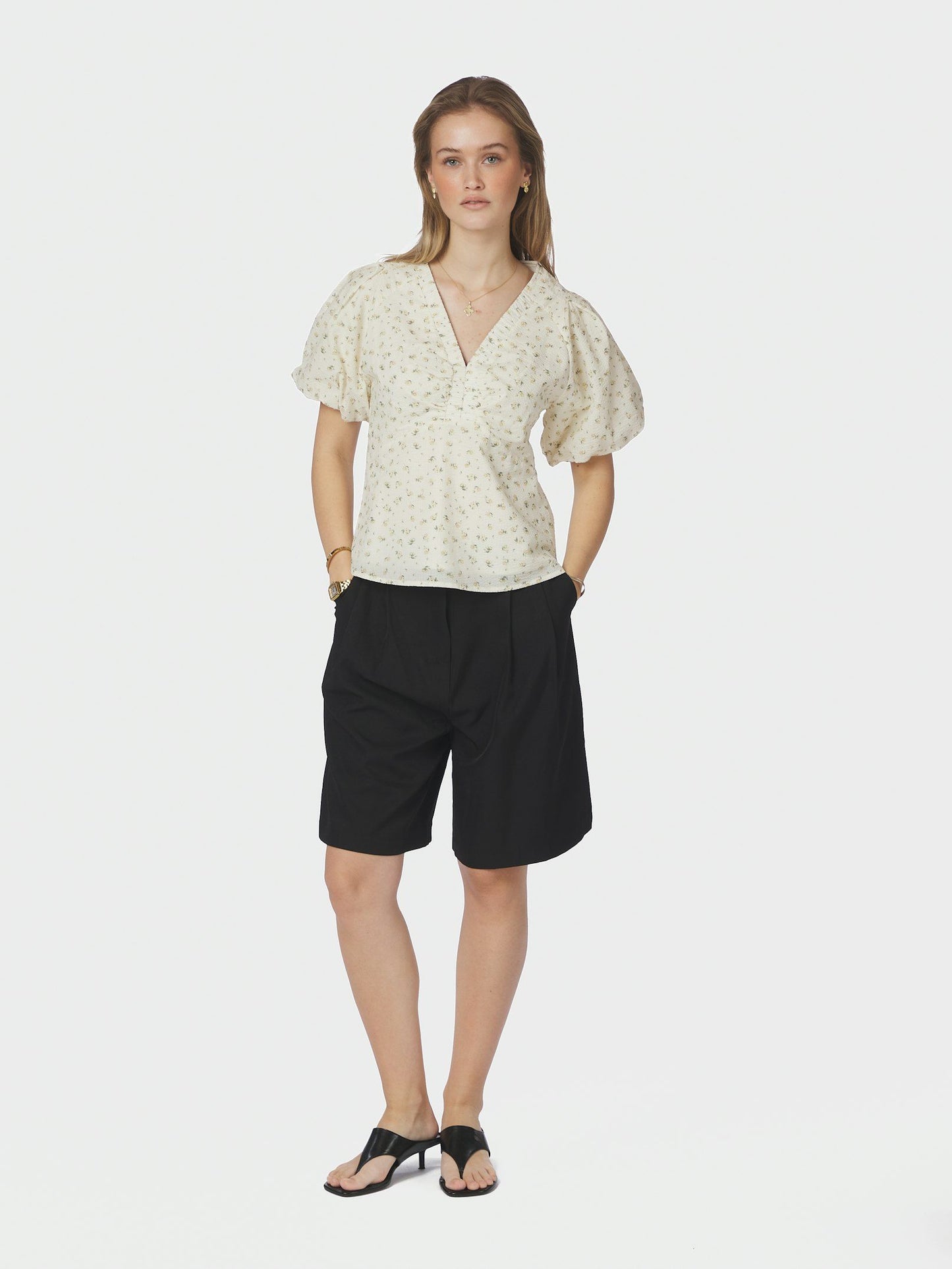 Irina Small Rose Flower Blouse Light Yellow Neo Noir