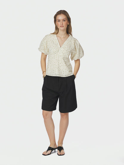 Irina Small Rose Flower Blouse Light Yellow Neo Noir