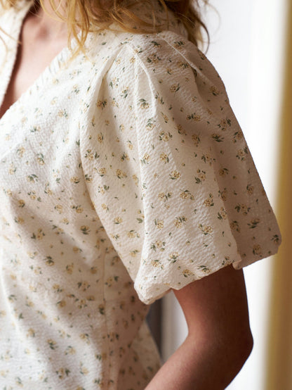 Irina Small Rose Flower Blouse Light Yellow Neo Noir