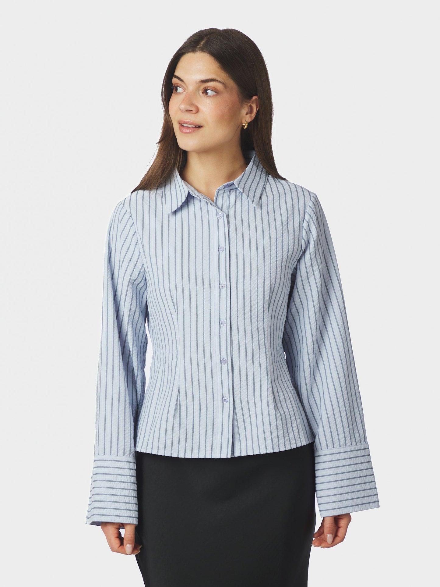 Rosa Striped Crepe Shirt Blue Neo Noir
