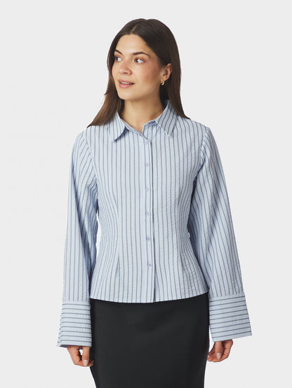 Rosa Striped Crepe Shirt Blue Neo Noir