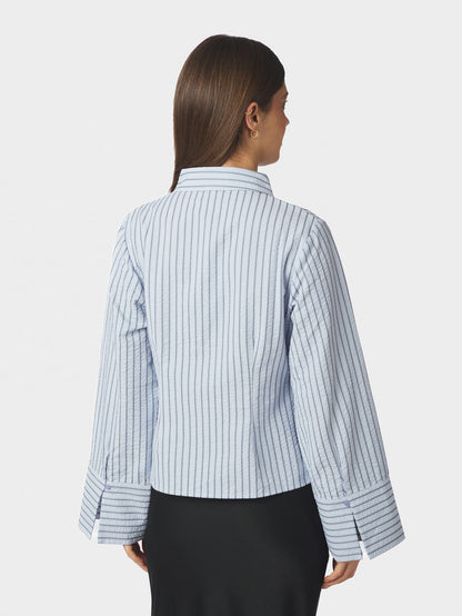 Rosa Striped Crepe Shirt Blue Neo Noir