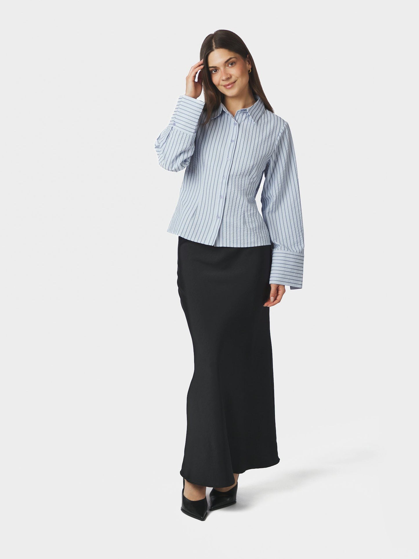 Rosa Striped Crepe Shirt Blue Neo Noir