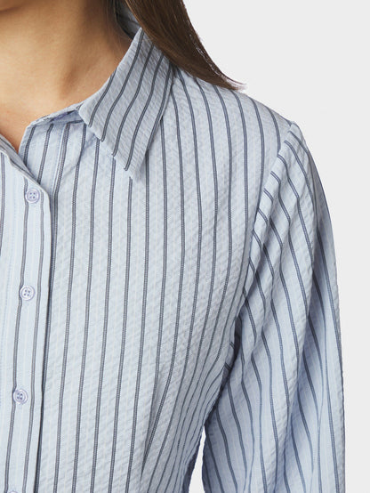 Rosa Striped Crepe Shirt Blue Neo Noir