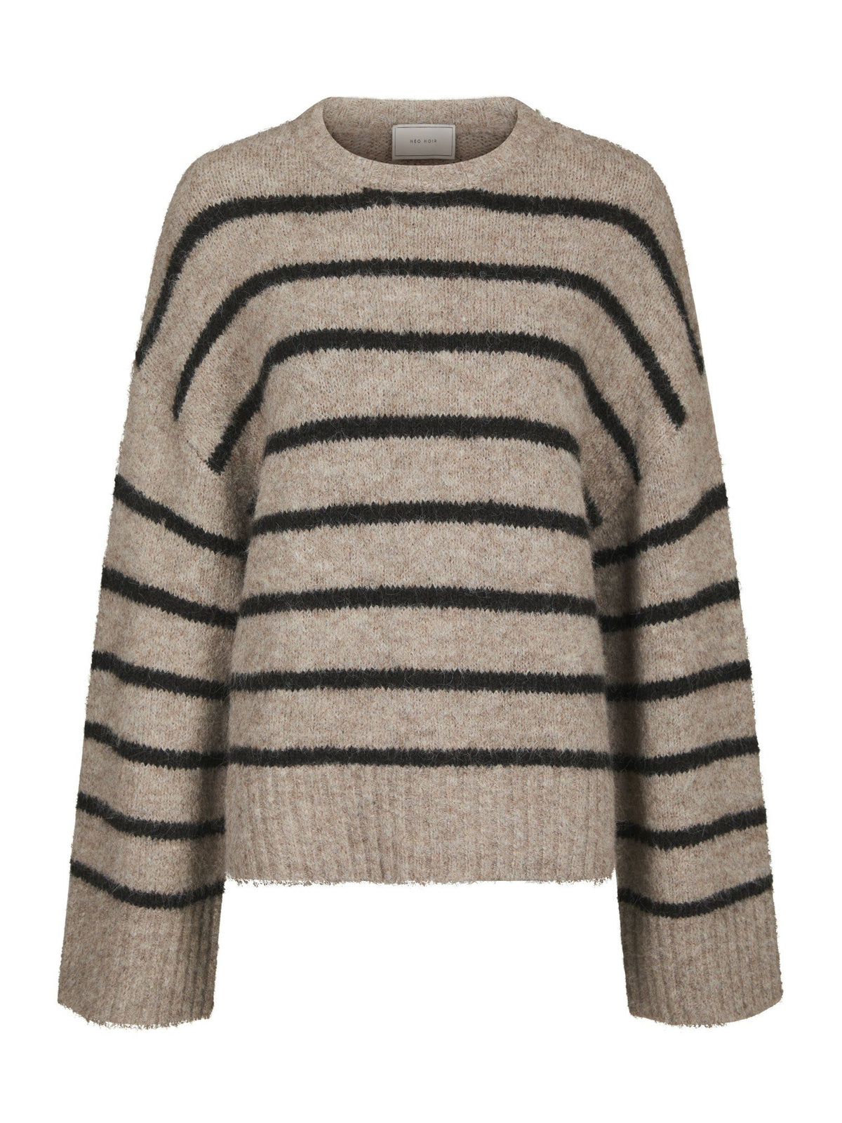 Roeme Fluffy Stripe Knit Beige Melange Neo Noir