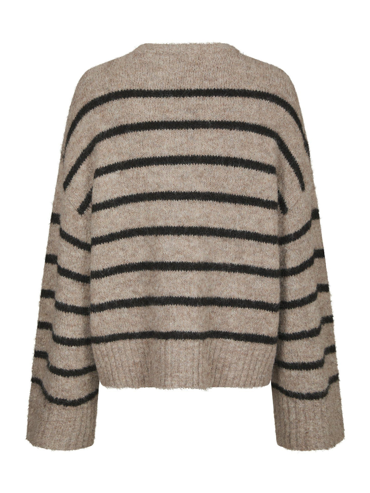 Roeme Fluffy Stripe Knit Beige Melange Neo Noir
