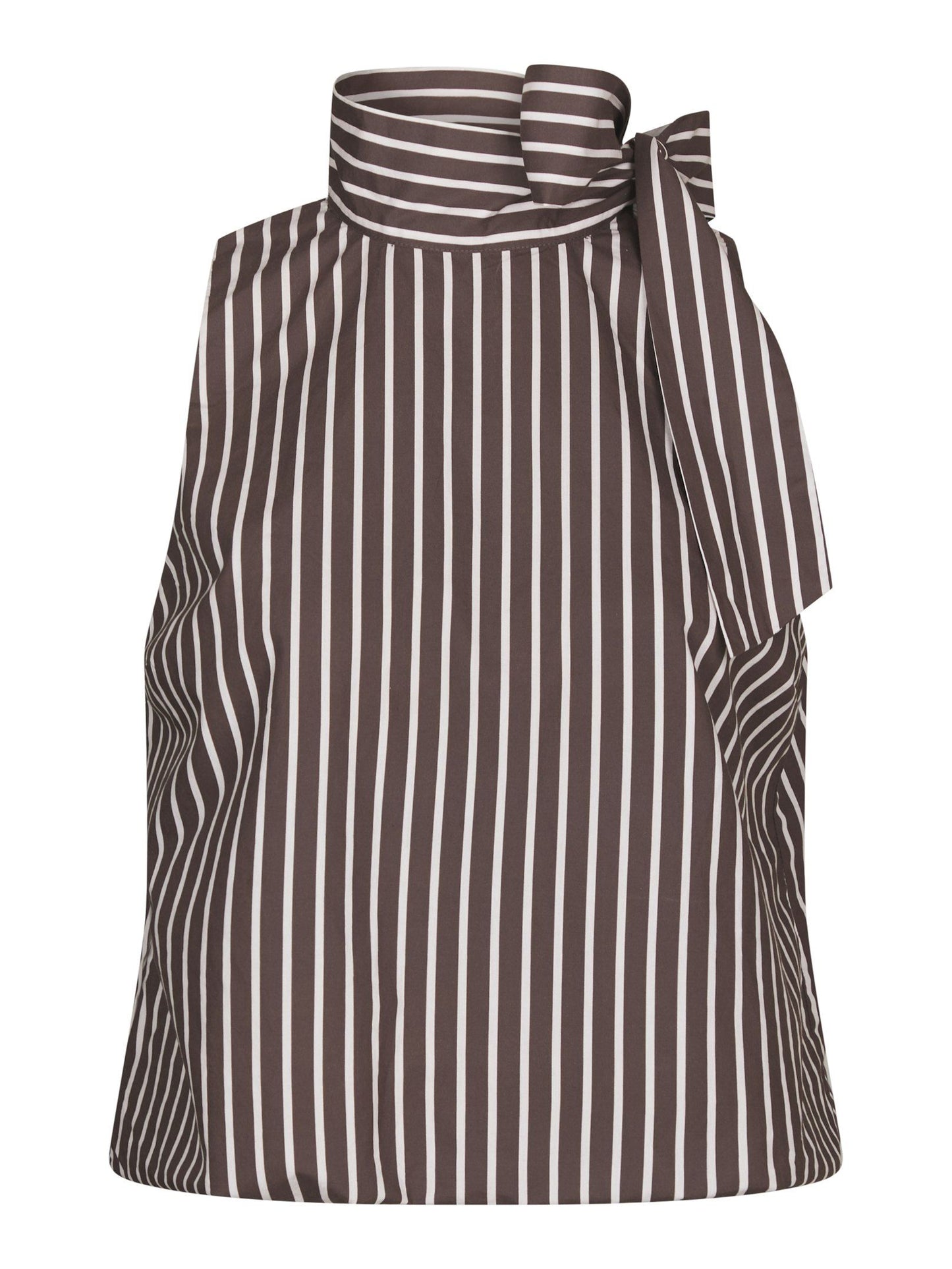 Veda Wide Stripe Top Dark Brown Neo Noir