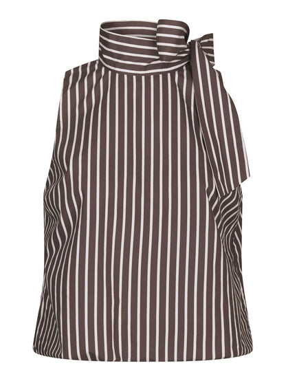 Veda Wide Stripe Top Dark Brown Neo Noir