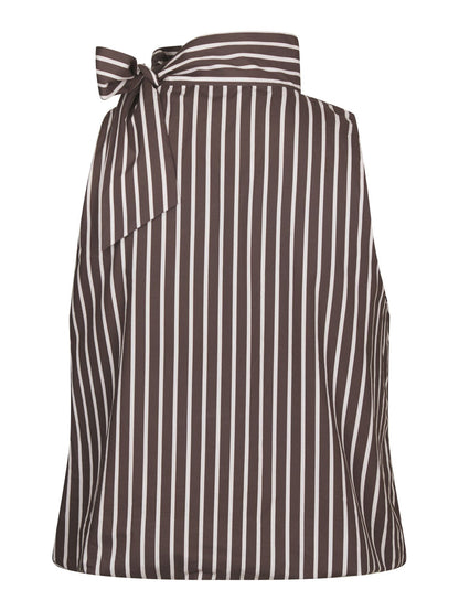 Veda Wide Stripe Top Dark Brown Neo Noir
