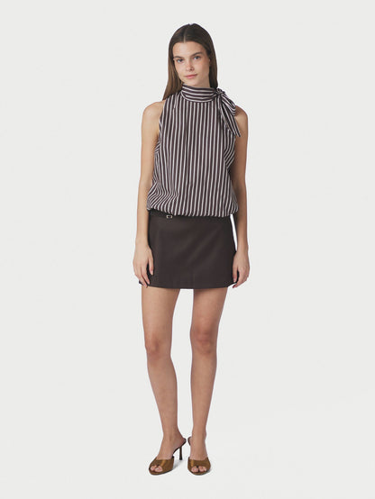 Veda Wide Stripe Top Dark Brown Neo Noir
