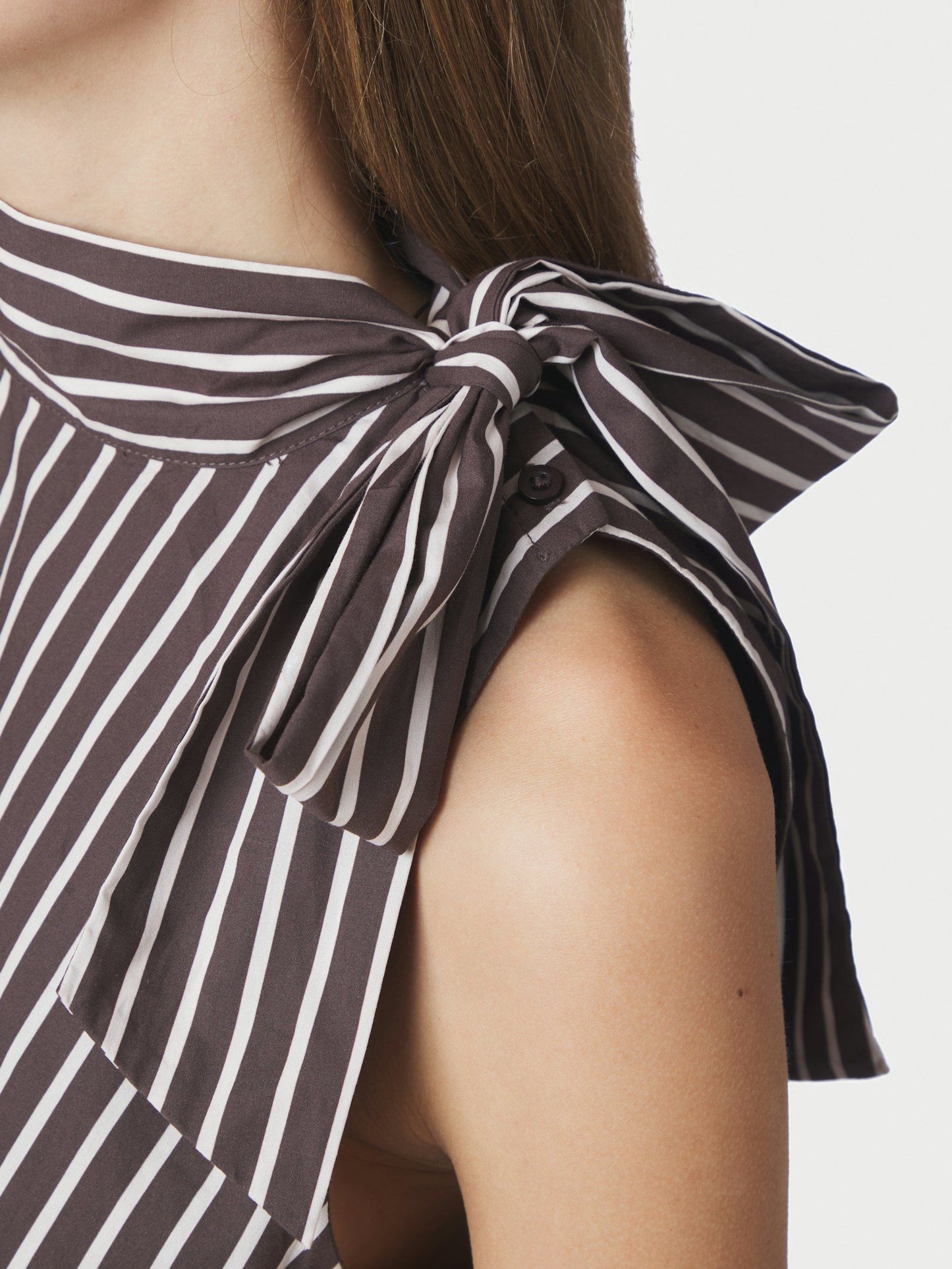 Veda Wide Stripe Top Dark Brown Neo Noir