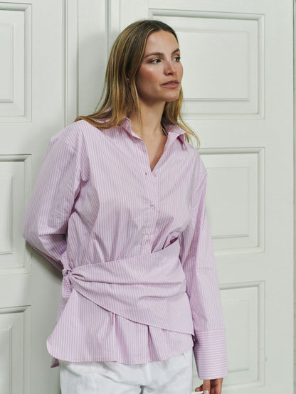 Dita Scarf Stripe Shirt Light Pink Neo Noir