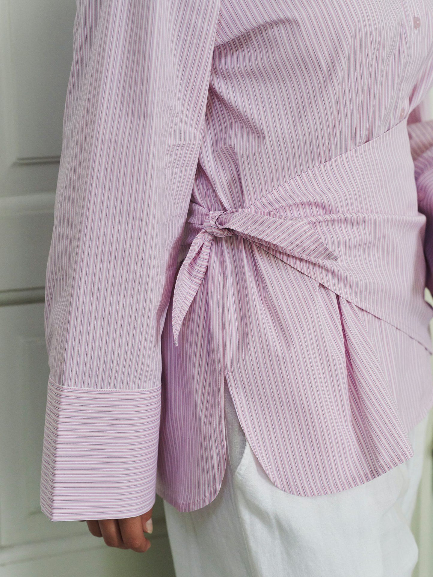 Dita Scarf Stripe Shirt Light Pink Neo Noir